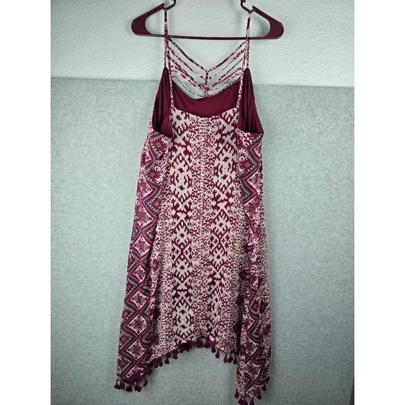 Maurices Women's Summer Tank Tassel Hem Burgundy Dress Size 18/20 - Picture 7 of 8